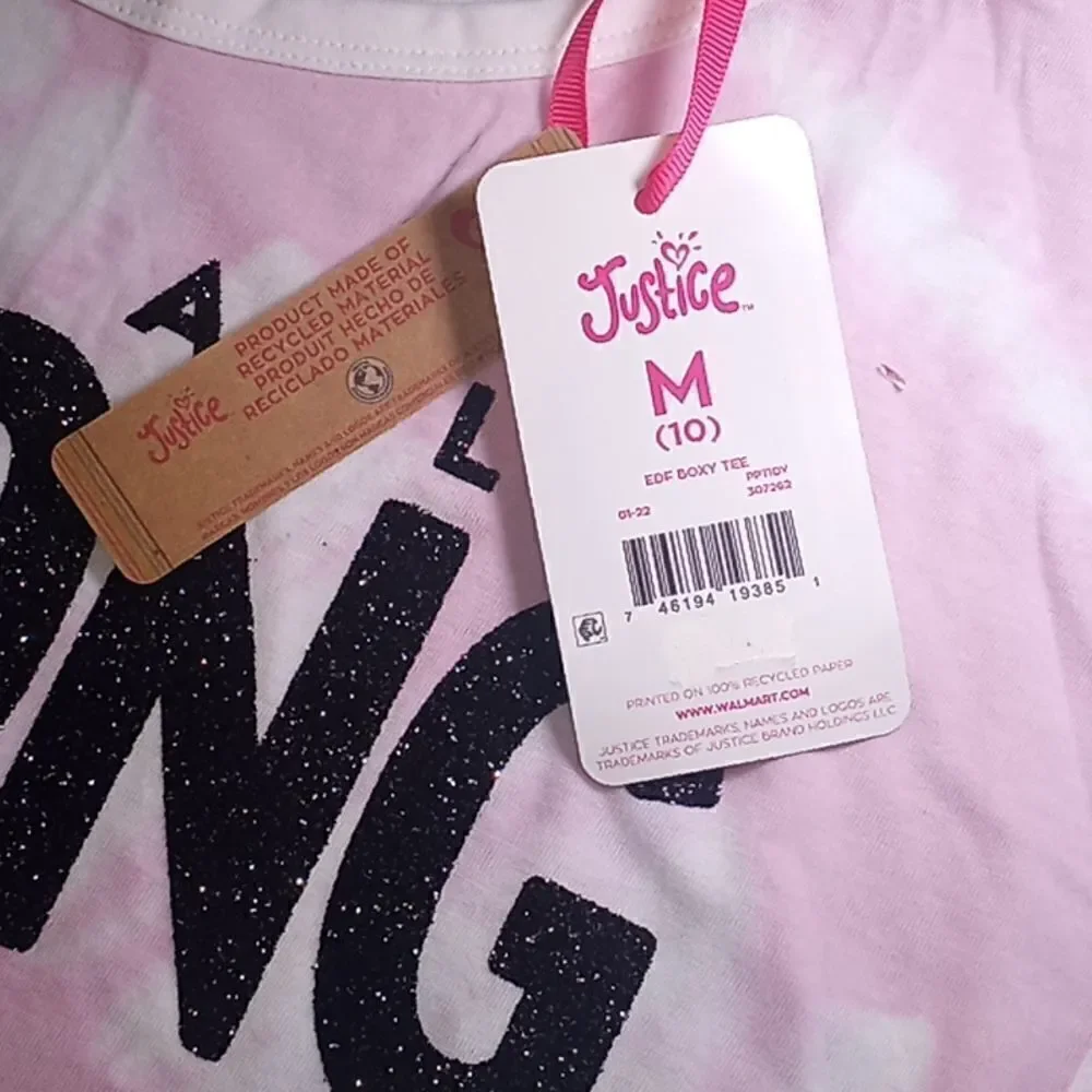 Girls Justice Crop Top T-Shirt Size M 10